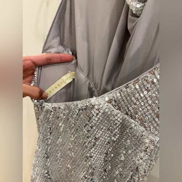 Abyss by Abby - Silver Sequin Open Back Slit Dress size XS - Picture 4 of 5